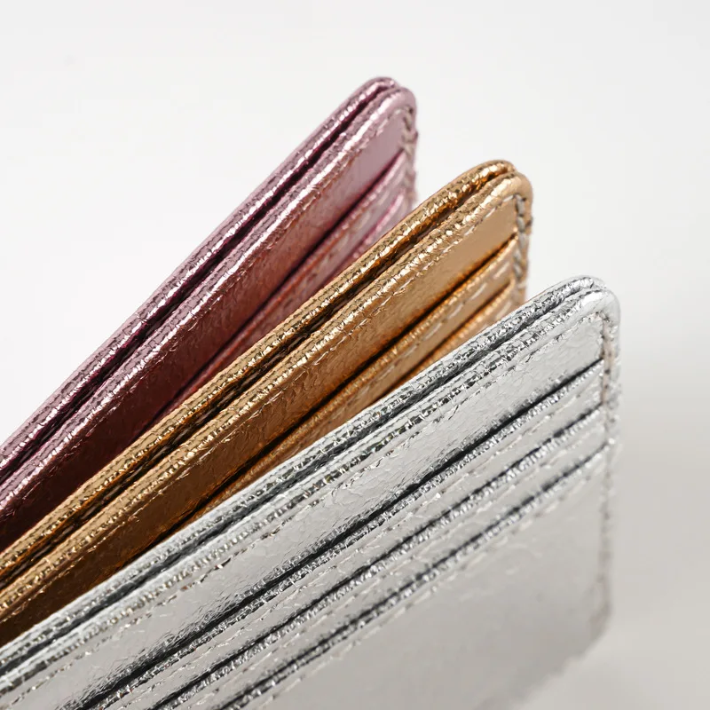 رقيقة جدا محفظة جلدية صغيرة سليم حامل بطاقة الائتمان البنك رجال الأعمال حافظة الهوية الصغيرة للنساء محفظة 4 فتحات حامل البطاقة #4