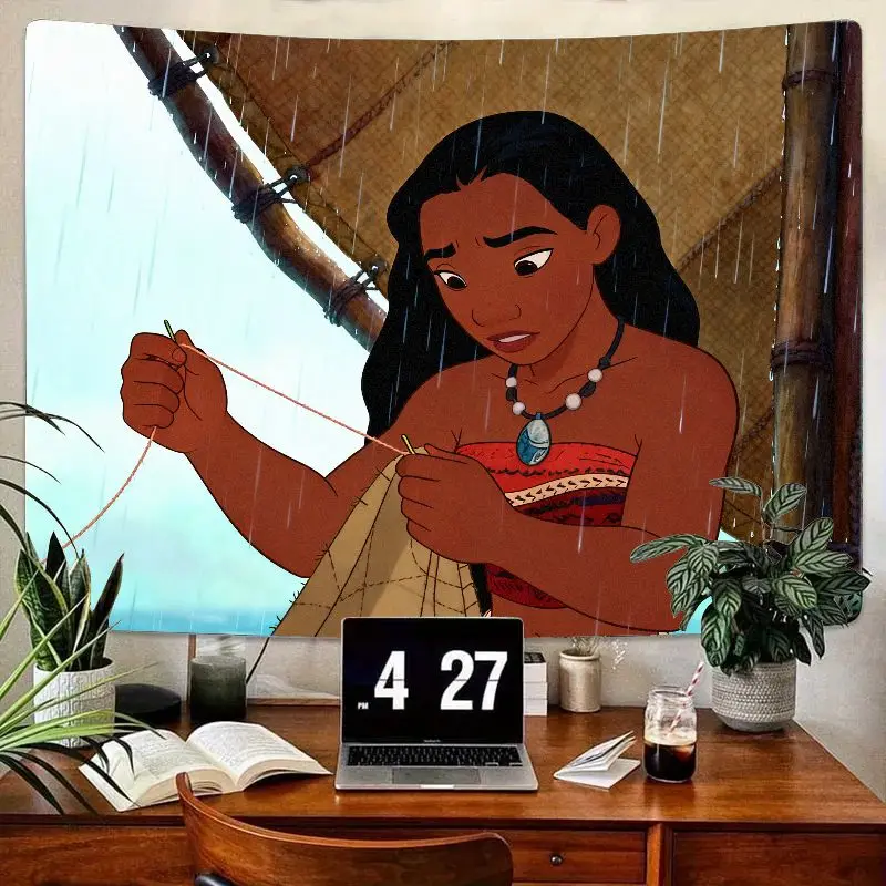 

1 шт., гобелен Disney Moana Adventure, полинезийская принцесса, швейный парус, настенное искусство, современный полиэстеровый декор для спальни, гостиной Gi