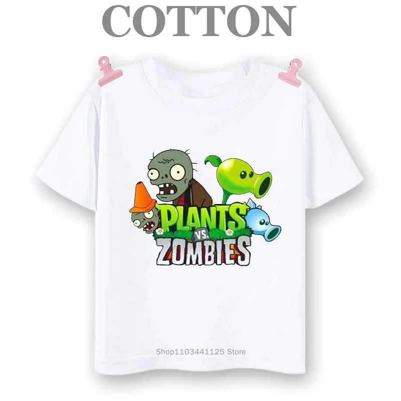 Children Funny T Shirt Cotton Boys Girls Pvz Plants Vs Zombie Plants Vs Zombie 2 Kids T Shirts Video Game Garden Warfare Plants