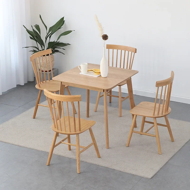 Nordic oak square table, simple solid wood commercial negotiation table, fast food restaurant cold drink shop coffee shop