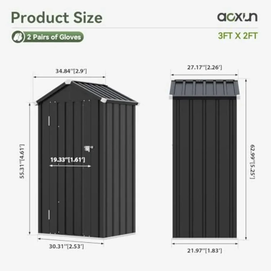 Outdoor Storage Cabinet with Floor and Adjustable Shelves, Powder-coated Steel, Matte Black, Weather-resistant and Lockable