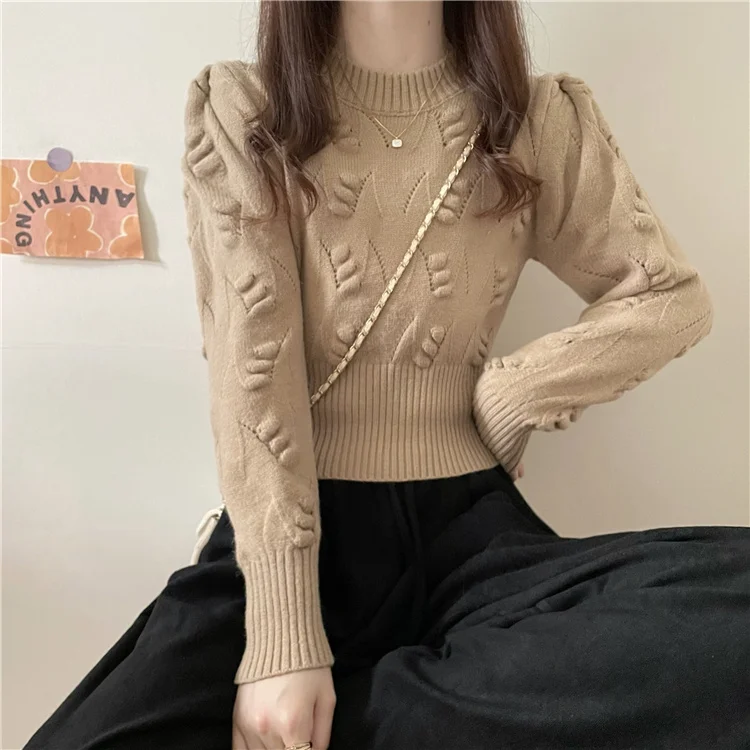 

Black High Waist Knitted Base Shirt Women's Slim Fit Half High Collar Autumn Winter Inner Wear Short Style Big Lang Sweater