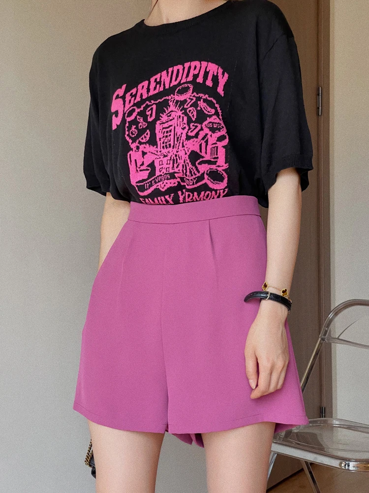 

High Waist Tailored orts Jophond Lou Dragon Fruit Color Suit Casual Pants Women's Summer Slimming A-Line Hot Pants