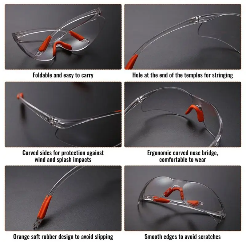 B92B-Clear Safety Glasses For Work 12 Pcs Eye Protection Glasses Kids Safety Goggles Anti Fog Protective Goggles