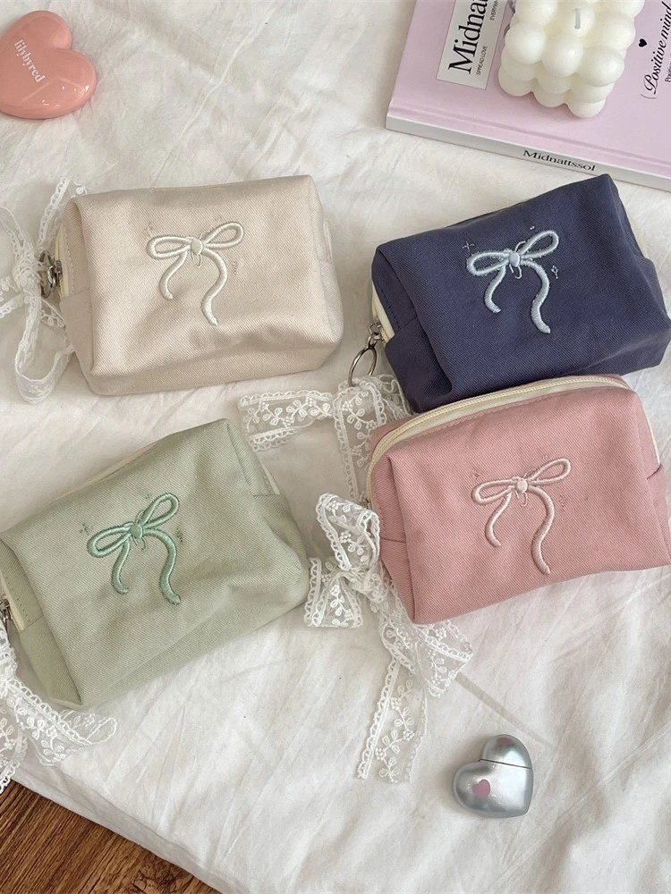 Large Capacity Bow Three-dimensional Cosmetic Bag Storage Bag, Internal Layered Card Bag, Cosmetic Storage Bag