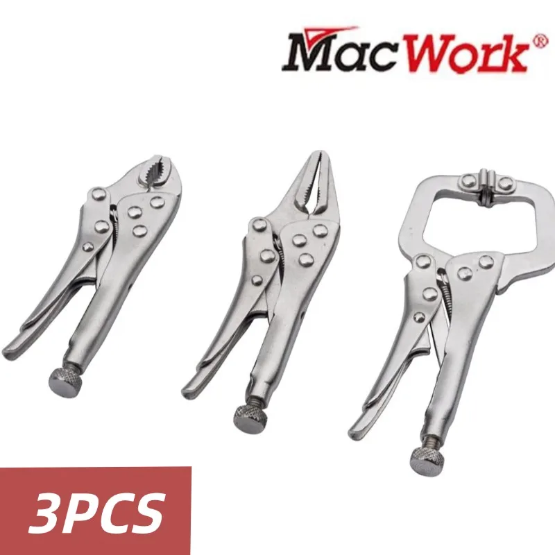 3Pcs Mini Locking Pliers C Clamp Assorted Locking Welding Clamp Hand Tools Multitool for Woodworking Adjustable Position Welding