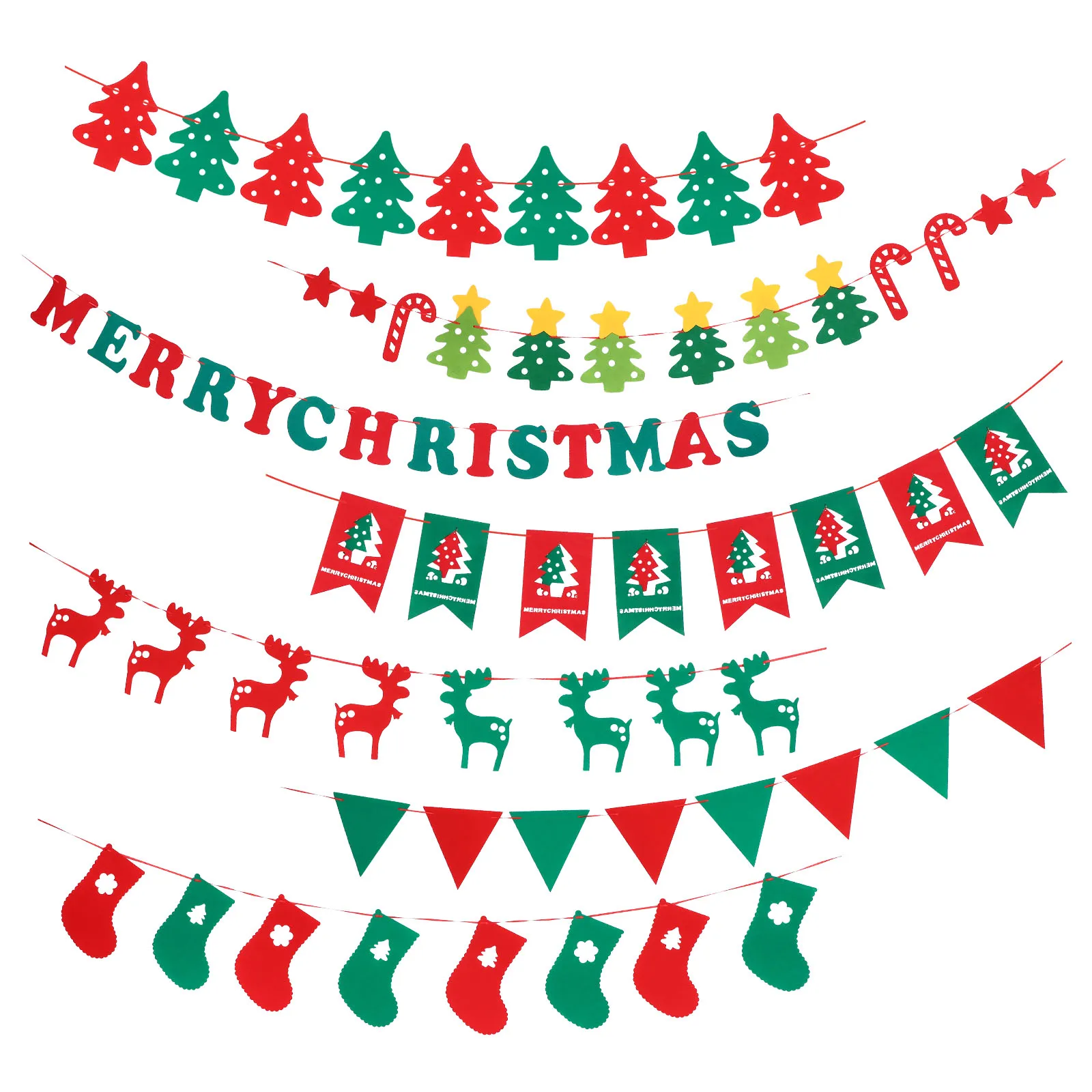 

7 pcs Christmas Flag Merry Banner 2023 Photo Props Party Hanging Outdoor Festive DIY Merry Christmas Banner Decor