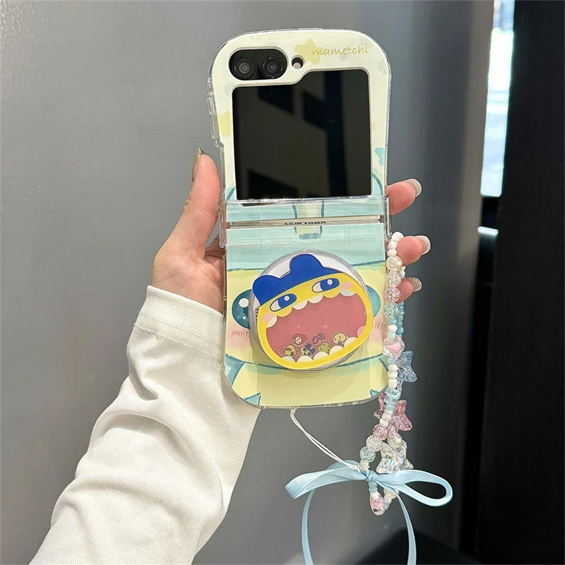 Korean cartoon magnetic stand for Samsung Galaxy Z Flip 5 cute phone case  for Z Flip6 flip4 3 5 flip5 cover Magsafe Holder Capa