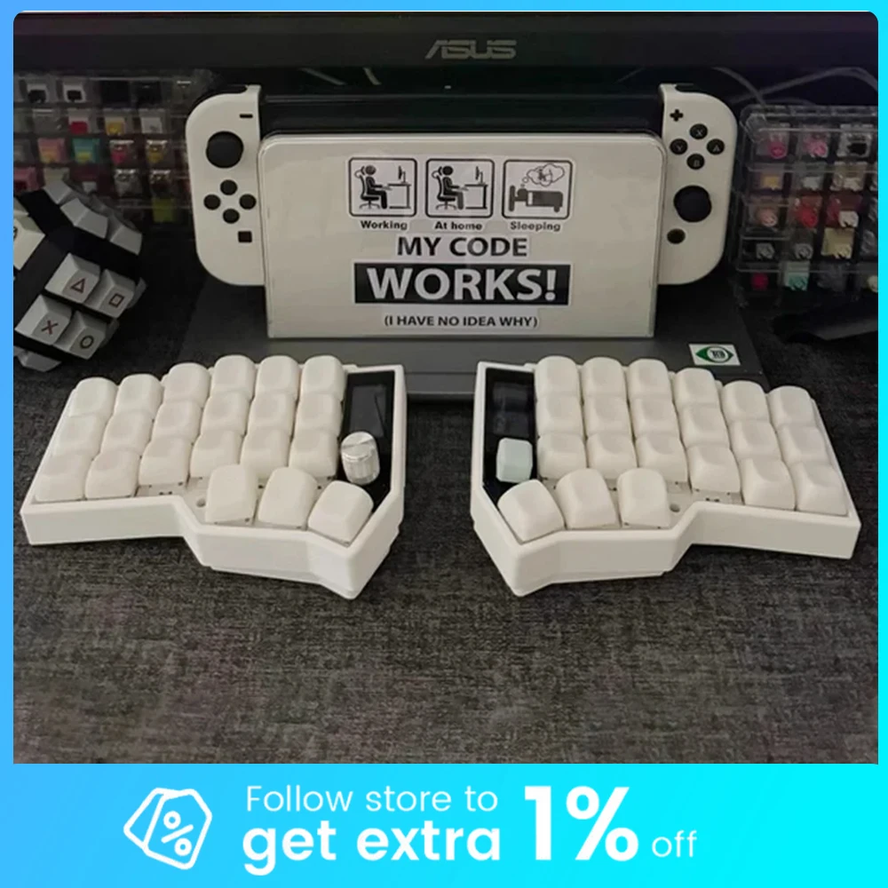 Corne Wireless Split Keyboard Kit RGB Hotswap Customize Split Mechanical Keyboard Kit With Screen Knob Joystick Support ZMK Gift