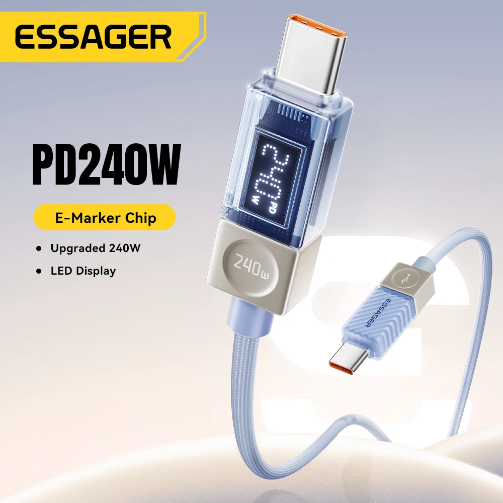 Essager 240W USB C Cable for iPhone 18 17 16 Plus Pro Max Macbook iPad Supercharge Fast Charger Type C Cable for Xiaomi Samsung