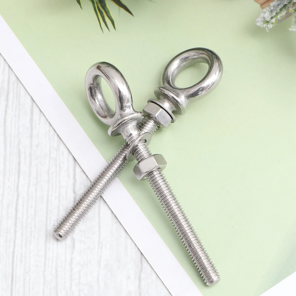 

2pcs Stainless Steel Eye Bolts M6X60 Heavy Duty Lifting Hook For Marine Outdoor Use Durable Hardware Fastener Eyebolt Nut Washer