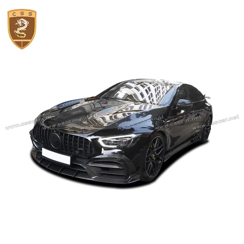 CSSCAR Real Carbon Fiber Benz GT63 Body Kit Upgrade Topcar Style Glossy Black Dry Carbon Hood Bumpers Spoiler Car Accessories