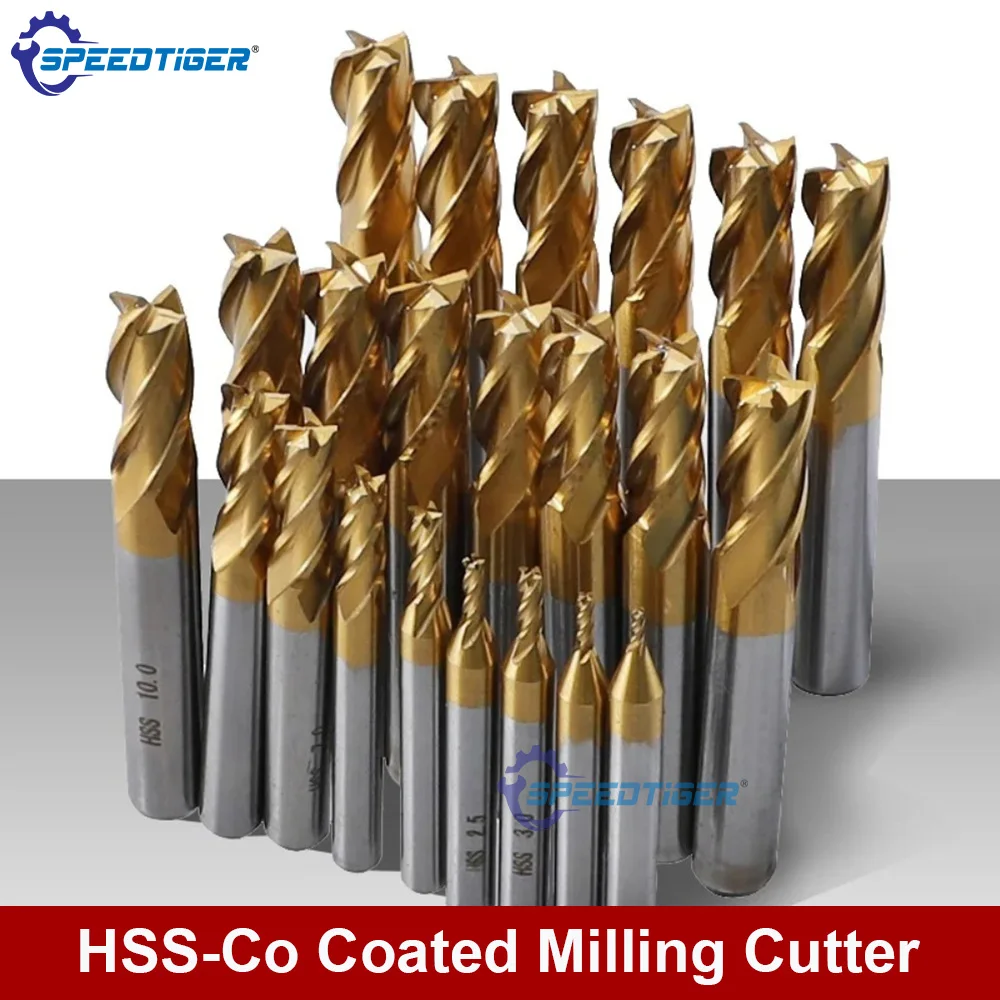 

4 Flutes HSS Titanium Coating End Milling Cutter 6mm Shank CNC Router for Wood Steel 10pcs 1.5-6mm 6pcs 2-6mm 11pcs 1.5-10mm