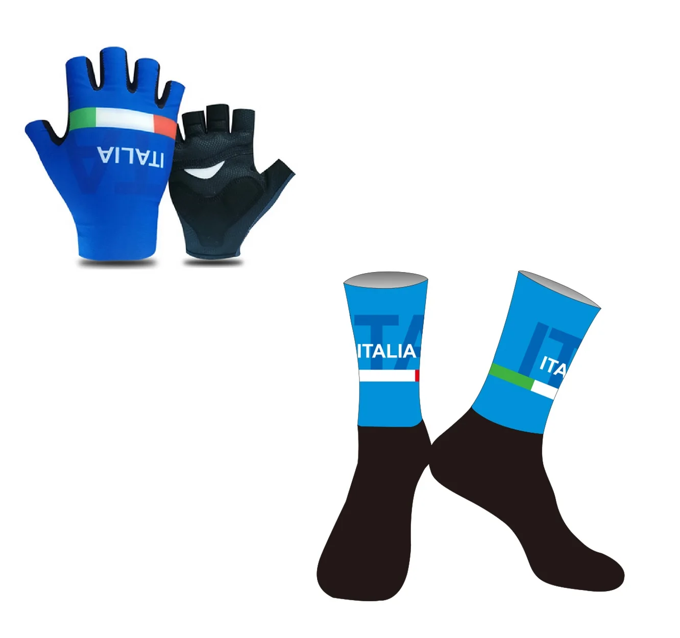 2024 ITALIA NATIONAL  Team One Pair Half Finger Cycling Gloves + ONE PAIR CYCLING SOCKS