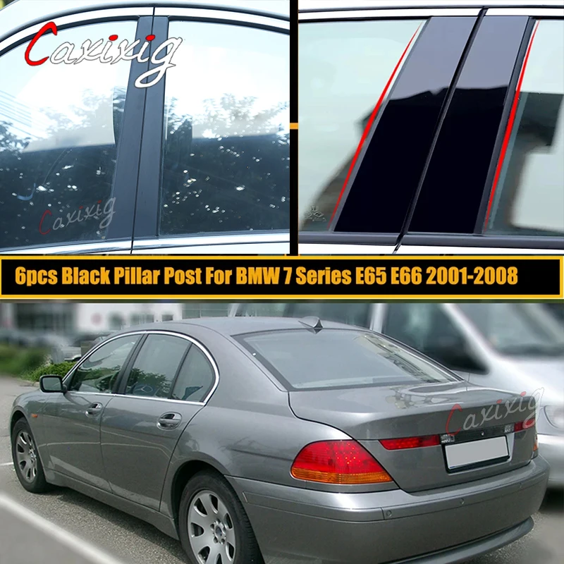 6Pcs for BMW 7 Series E65 E66 2001 2002 2003 2004-2007 2008 Door Window Pillar Posts Trim Molding Cover Stickers Accessories