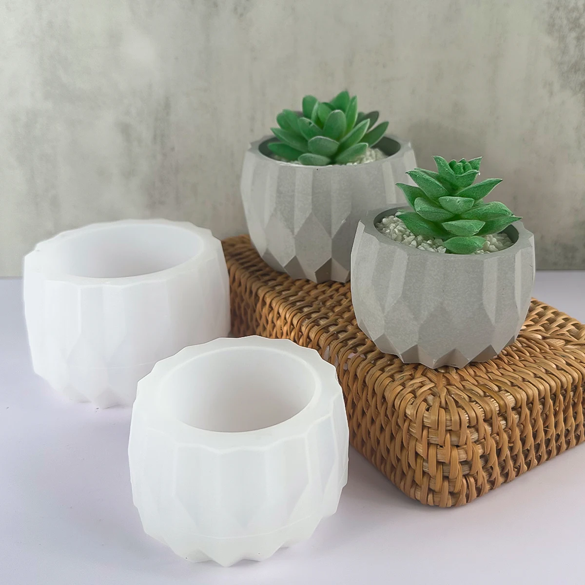 Flowerpot Silicone Mould Penholder Cup Candle Jar Plaster Resin Mold DIY Desktop Storage Box Crystal Drop Glue Mold Home Decor