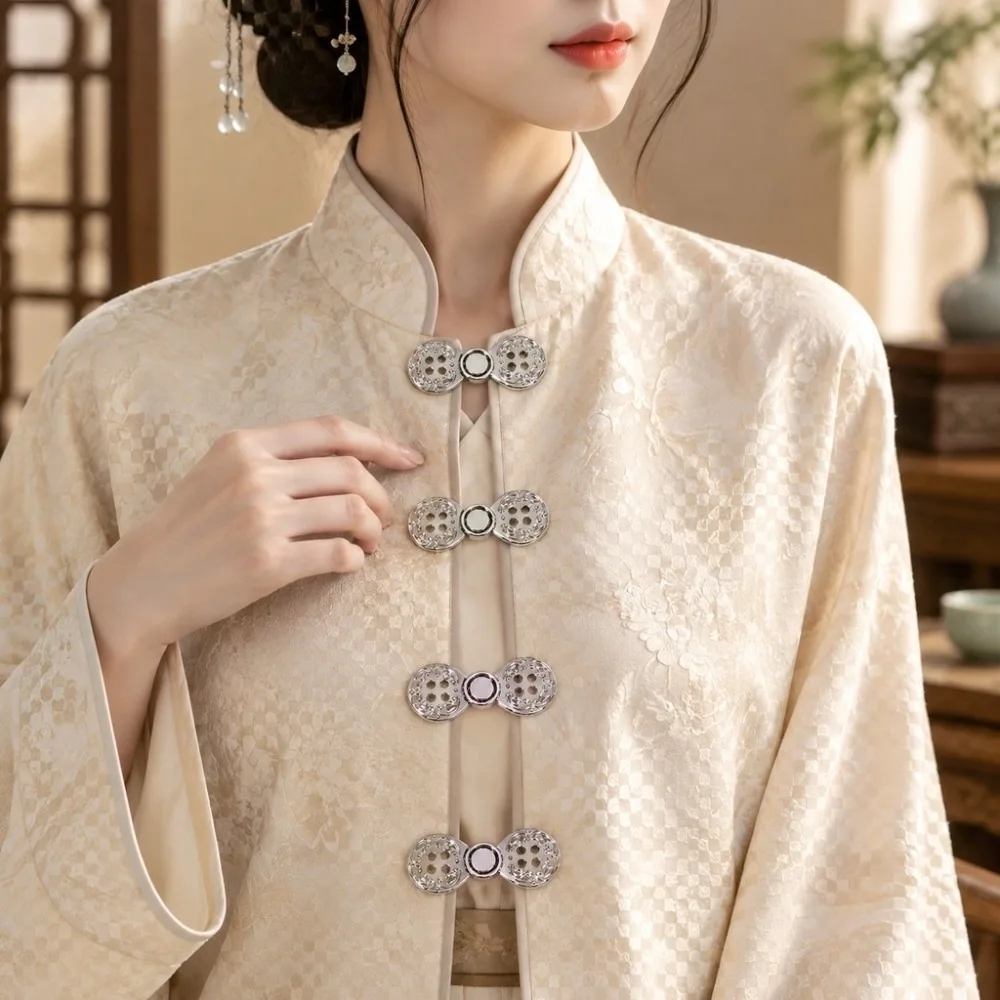 1PC Metal Frog Fastener Four Hole Metal Frog Fastener Carved Pattern Clothing Snap Buckle Metal Cheongsam Snap Clasp For Hanfu