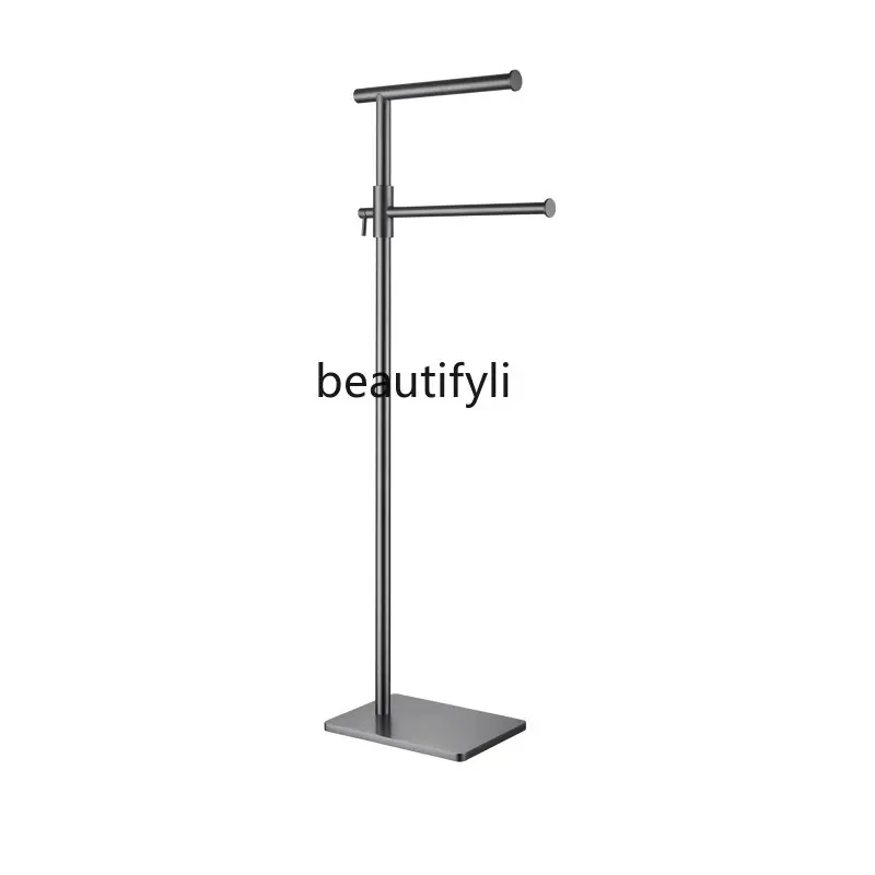 zq Bath Towel Holder Floor Type Towel Rack Punch-Free Bathroom Mobile Double-Pole Bathtub Companion