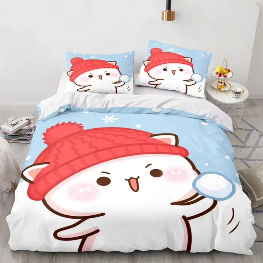 Cartoon Peach Cat Duvet Cover Goma Cute Cats Duvet Cover Interesting Cat Queen King Size for Children Girls Bedroom Decorations