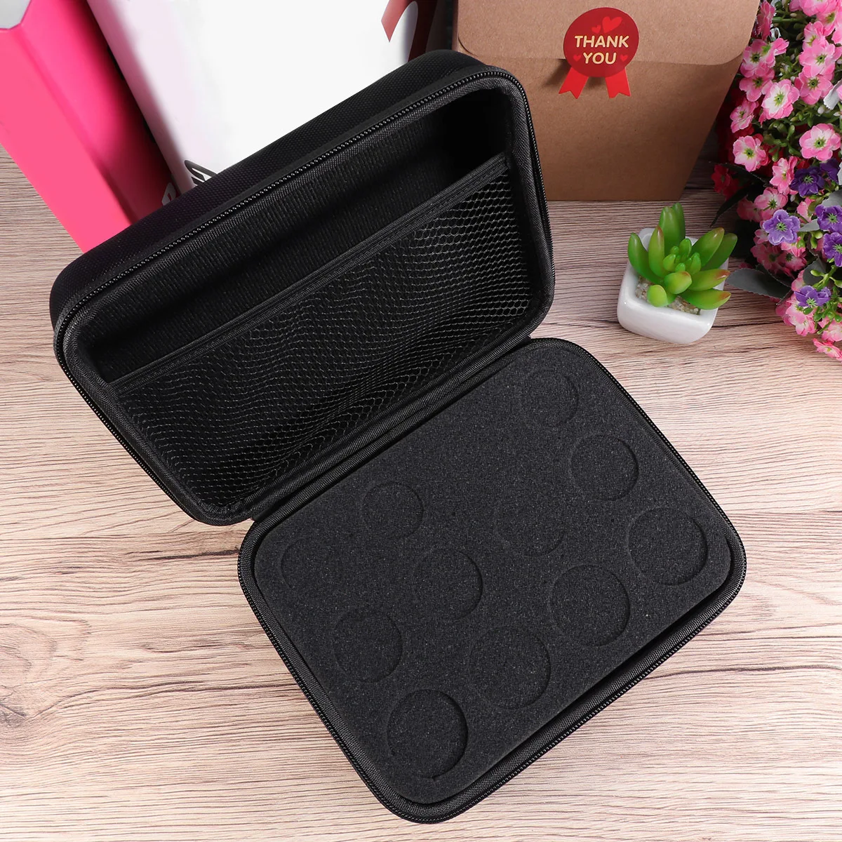 กระเป๋าเก็บน้ำมันหอมระเหยแบบแข็ง 1 ชิ้น 12 ช่อง ขนาด 5 มล. 10 มล. 15 มล.  วัสดุ EVA กันน้ำ พกพาสะดวก สำหรับขวดลูกกลิ้ง น้ำมันหอมระเหย