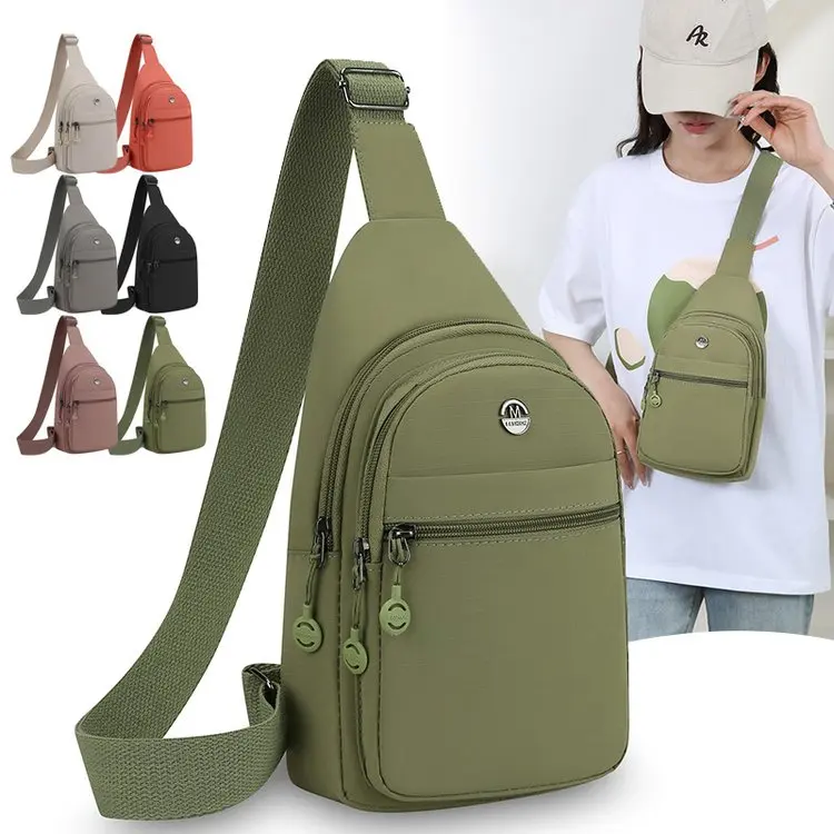 Casual Sports Crossbody Bag for Women Lightweight Travel Chest Bag Fashionable New Style Nylon Fabric Single Shoulder Bag