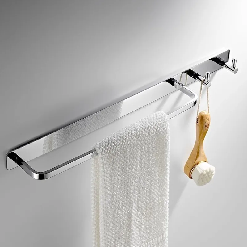 

Contemporary All Copper with Chrome Plating Towel Bars Perforated Installation Towel Rack with Hook Bathroom Hardware Accessorie