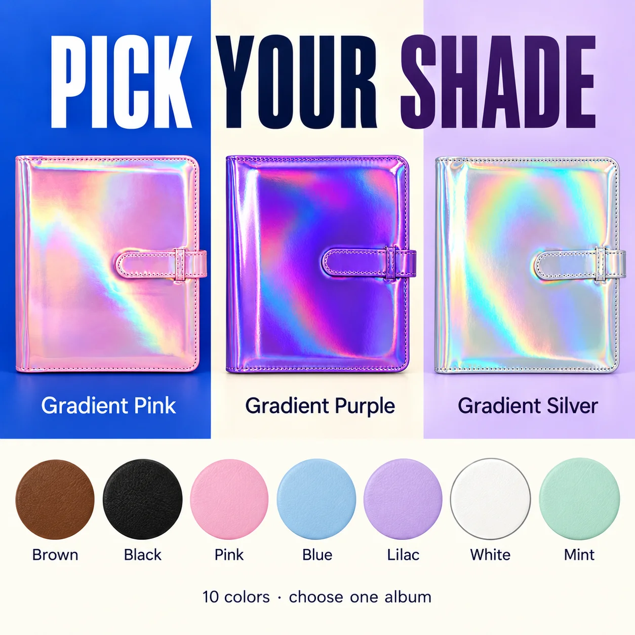 256 Pocket Photo Album for Fujifilm Instax Mini Film, 3 Inch Instant Photo Book with PU Leather Cover for Photocards, 10 Colors