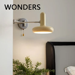 Soft Style Modern Swing Wall Lamps Iron Material Baking Paint Body E27 Rotatable Sconce Lights Bedroom Decor Pull Switch Lustres