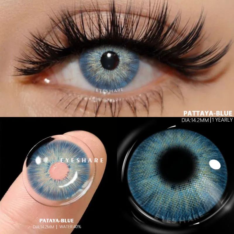 EYESHARE 1Pair Natural Colorful Contact Lenses for Eyes Blue Eye Lenses Green Lenses Gray Pupils Yearly Cosmetic Eye Contacts