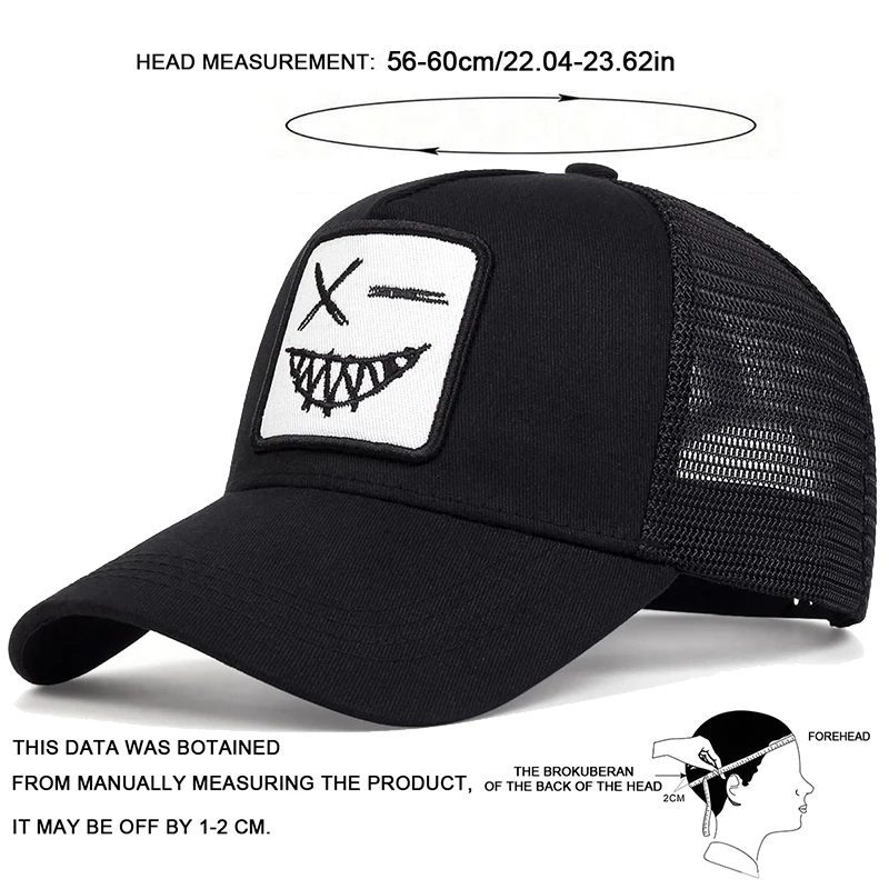 Unisex X Lächelndes Gesicht Zähne Stickerei Baseball-Netzkappen Frühling Sommer Outdoor Sonnenschutz Hut Verstellbare Lässige Trucker-Mützen – Detail 8