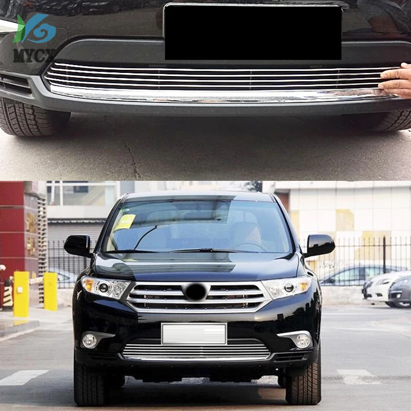 High Quality Stainless Steel Front Grille Around Trim Racing Grills Trim Fit For Toyota Highlander 2012