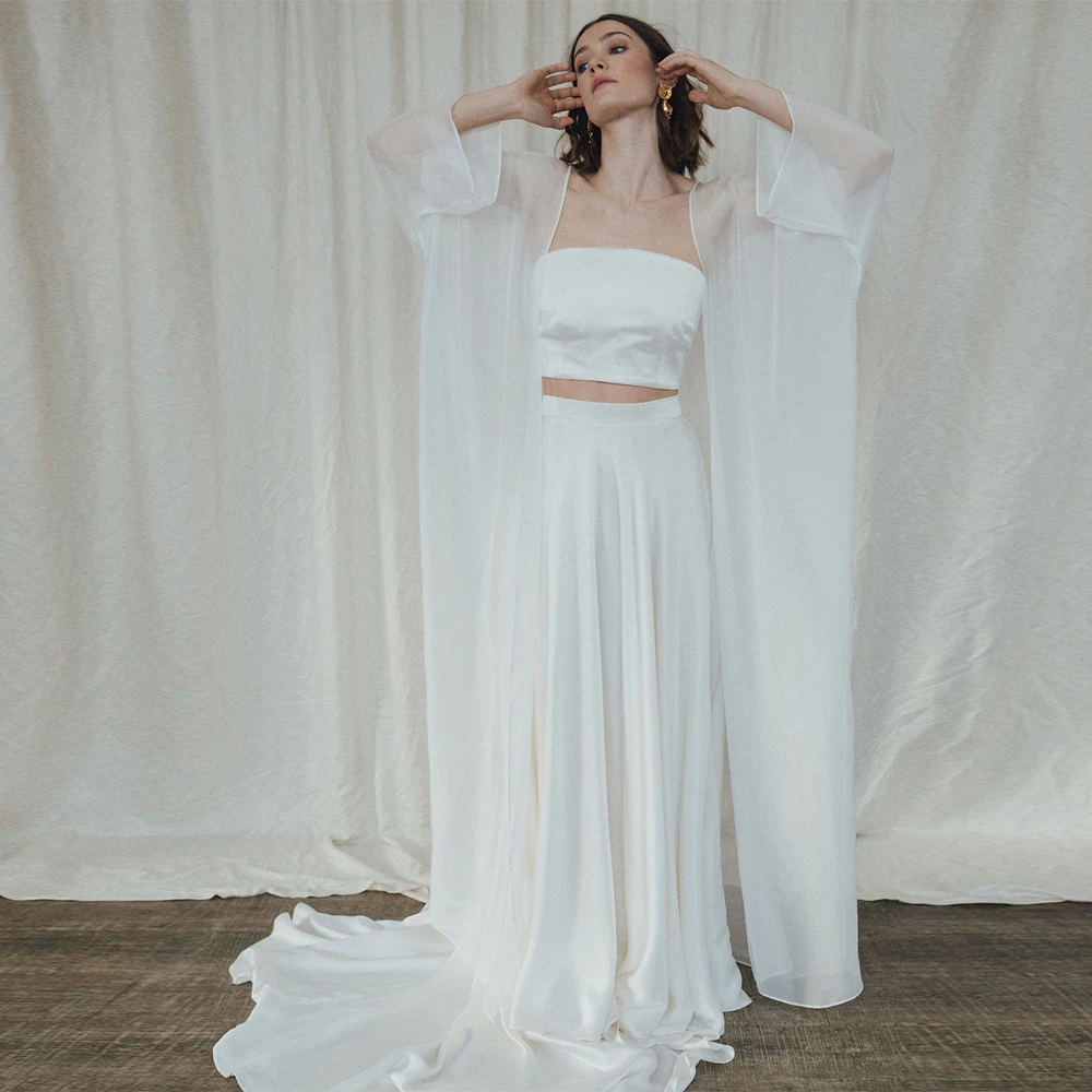 Elegant Long Train Chiffon Wedding Cape Long Wedding Jacket Bolero Shoulder Cape Bridal Wrap TSWD430