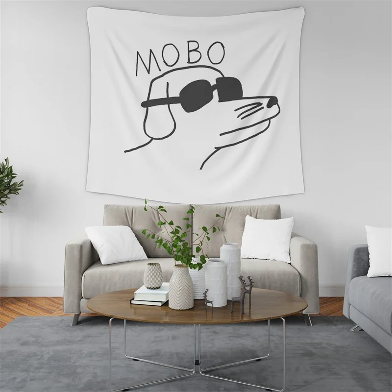 Gaslight Gatekeep Girlboss Modern Baseball Mobo Dog Tapestry Wall Hanging Art for Bedroom Living Room Decor College Dorm Party