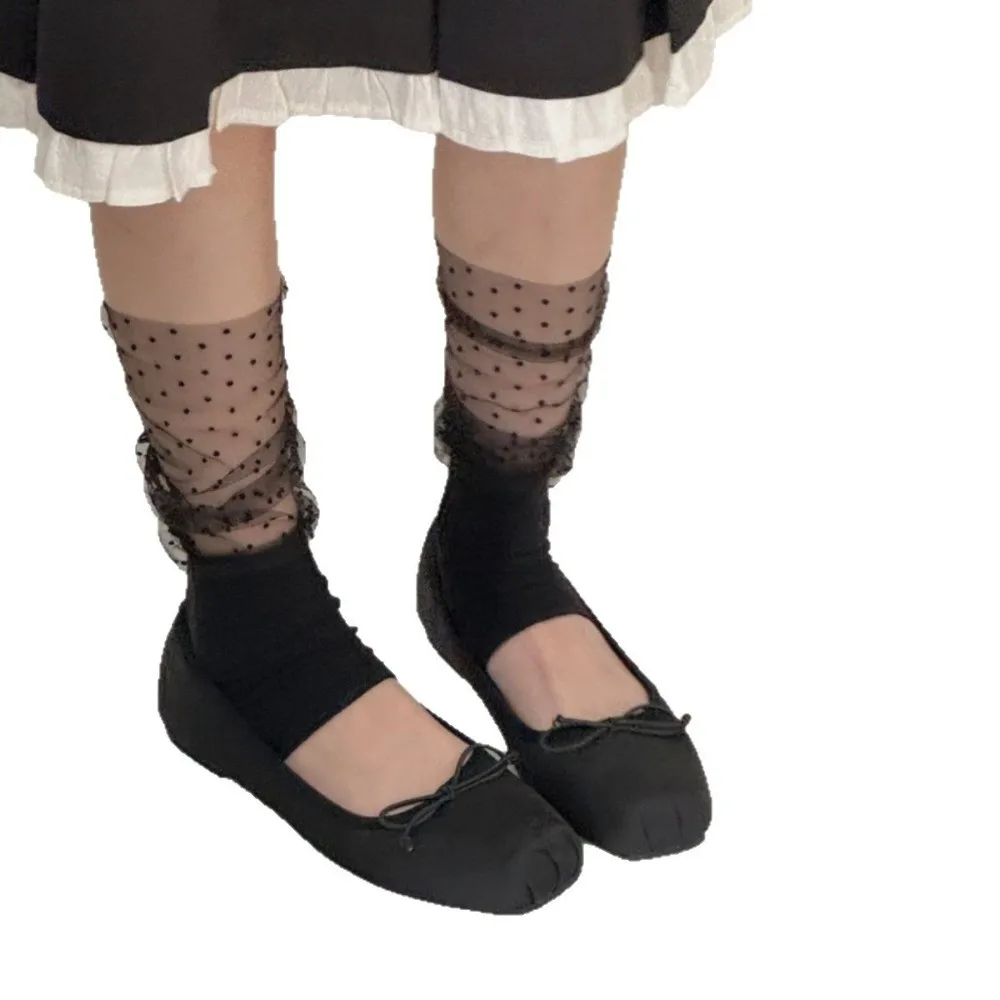 New Thin Polka Dot Mesh Leg Warmers Breathable Sun Protection Foot Cover Mesh Long Socks Women Summer