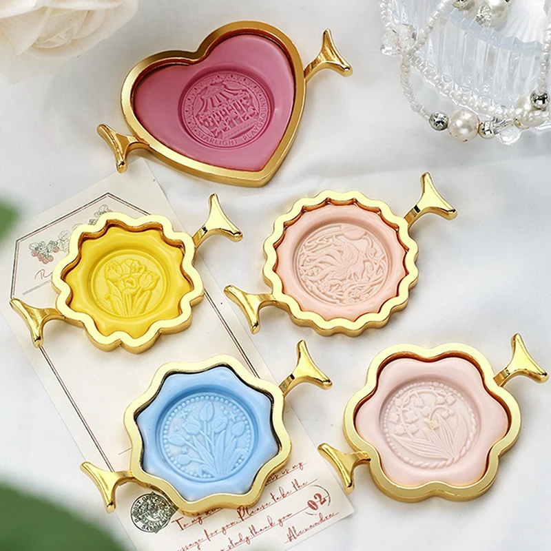 1pc Wax Seal Stamp Metal Mold Round Flower Heart Shape For Card Making Wedding Invitation Birthday Gifts Decoration