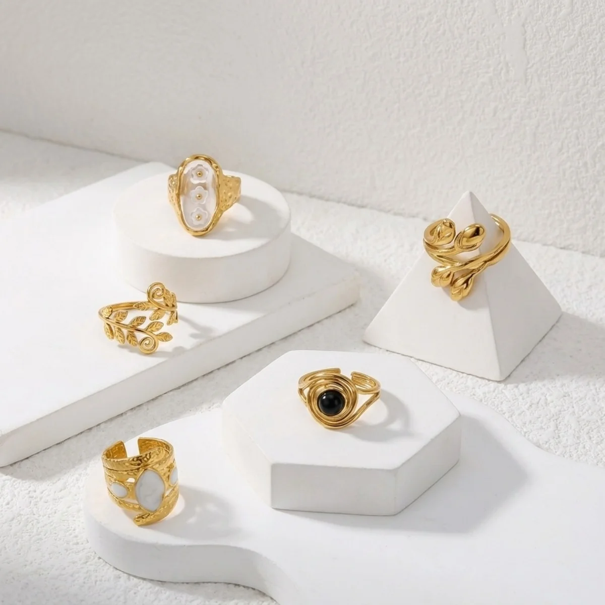 Vintage-Ringe mit Blumen-, Ranken- und Blattmotiven, spiralförmig gewickelt, mit Schlangenmuster, für Damen und Herren, aus Edelstahl, geometrische Ringe, Schmuck. – Detail 18
