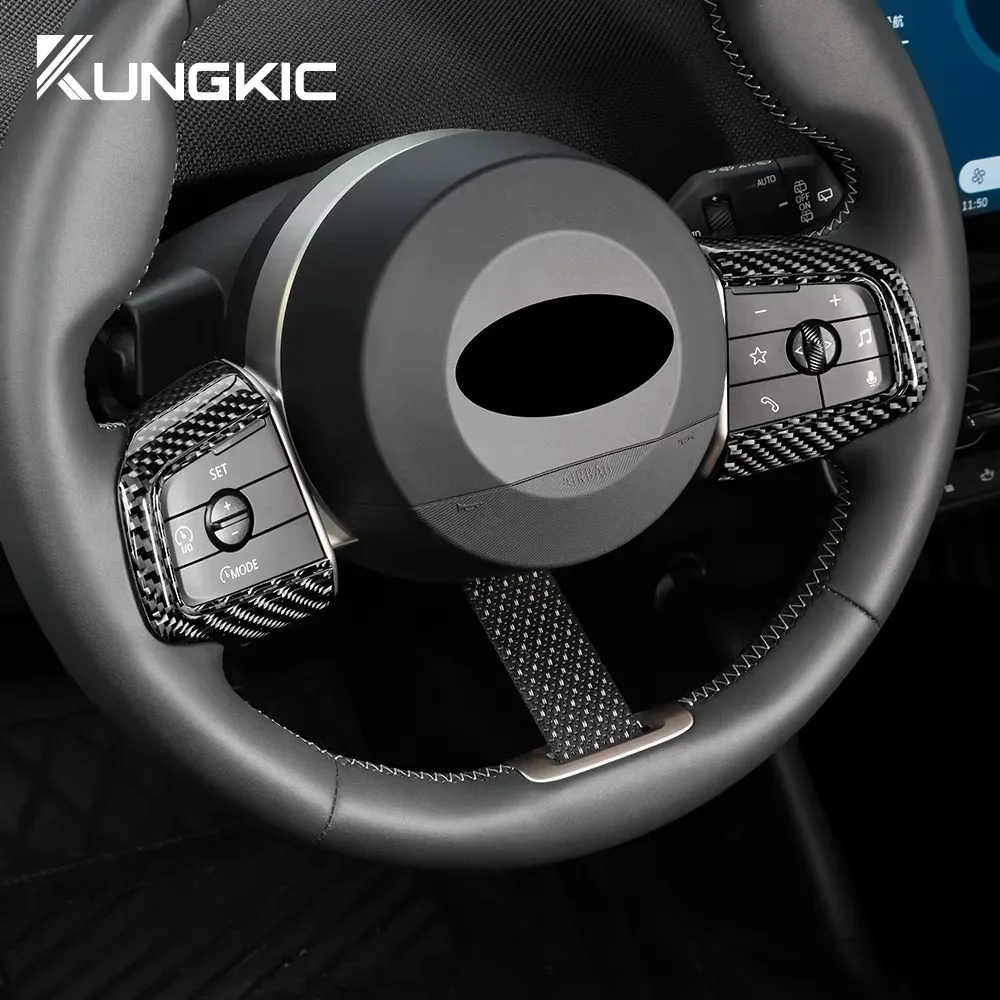 Steering Wheel Trim Soft Carbon Fiber For Mini Countryman U25 Cooper S F65 F66 F67 Electric J01 J05 Aceman Cooper E SE 2024 2025
