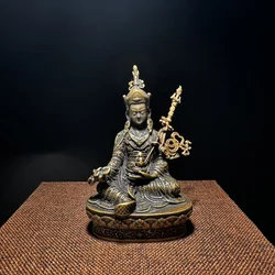 6.5 cm Painted Guru Padmasambhava Rinpoche Buddha Bronze Statue Detachable magic tool and staff  Exquisite decorative patterns