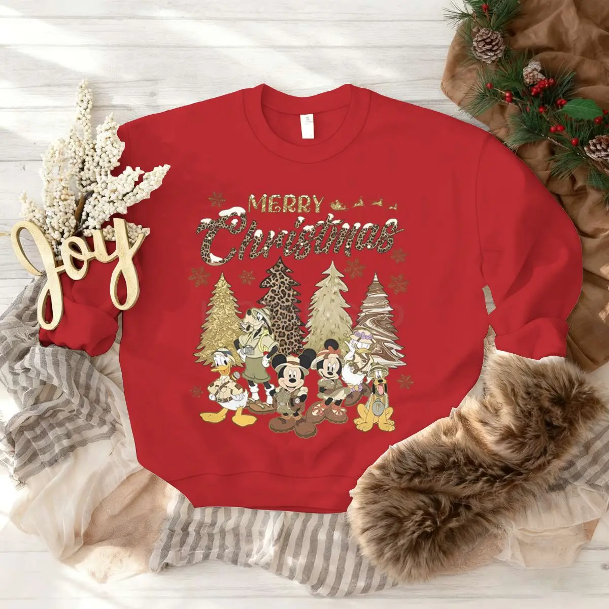 Felpa classica di buon Natale Topolino Divertente girocollo Donna Uomo Top natalizi Pullover casual vintage Paperino Topolino