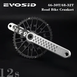 EVOSID Bicycle Crankset 46-30T Road Crank 170mm Direct Mounting chainring 12s CNC Folding Bicycle Crankset 48-32T for GRAVEL