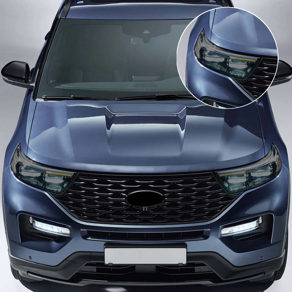 Smoke Black Pre Cut Car Headlight Protective Film For Ford Explorer 2016-2026 TPU PPF Anti-Scratch High-Gloss Car Vinyl Film