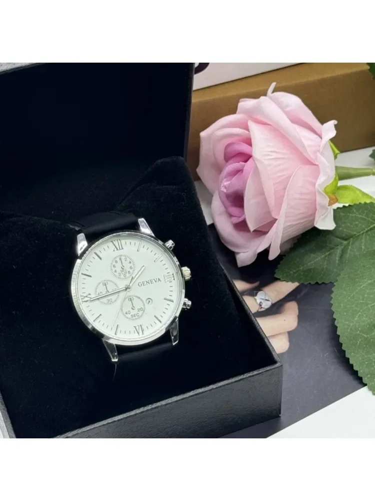 5ชิ้นนาฬิกาควอทซ์แฟชั่นเรียบง่ายฟังก์ชั่นธุรกิจและลำลองสายกันน้ำรวมกล่องสำหรับใส่พักผ่อนกลางแจ้งเล่นกีฬา