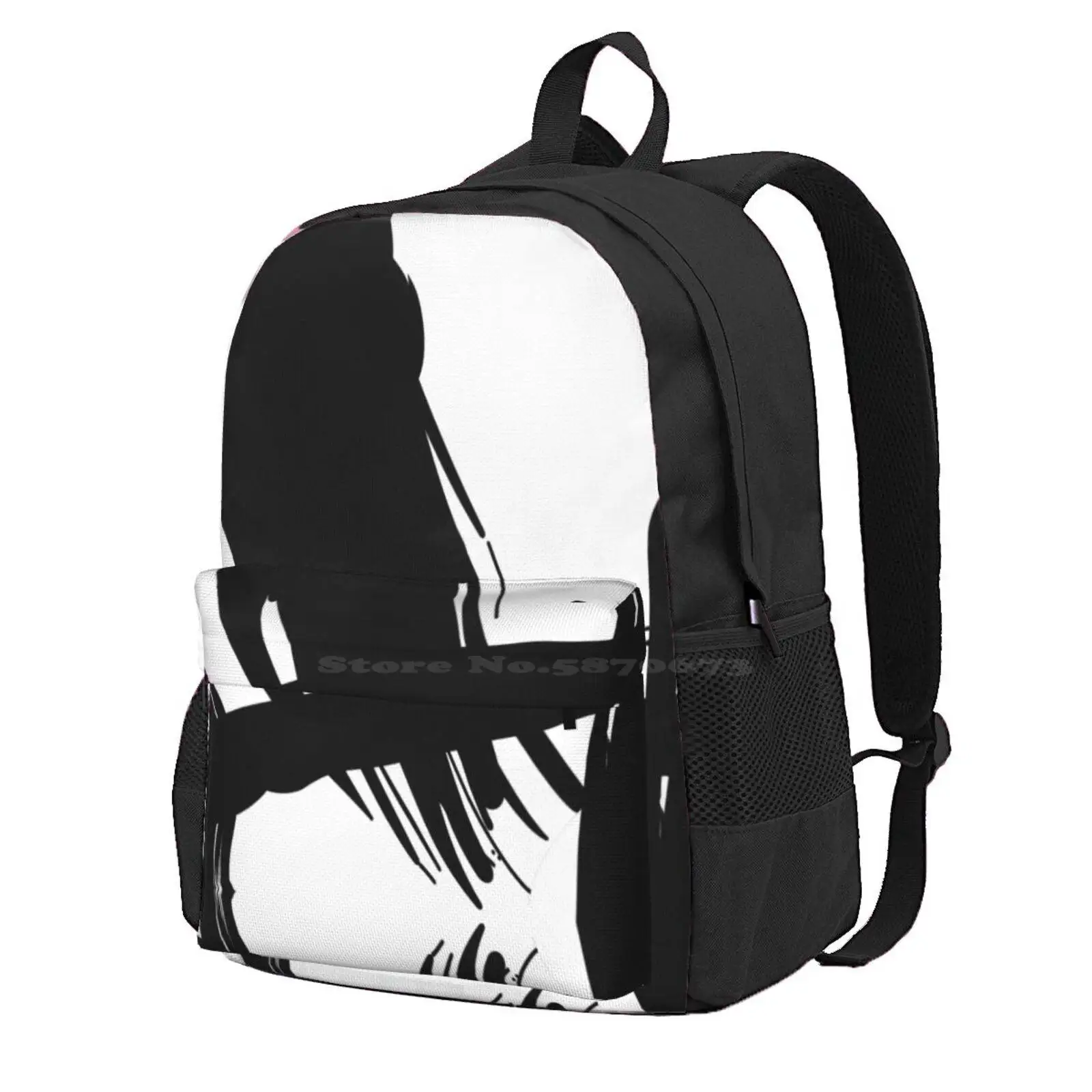 Black Abstract Lines Hot Sale Schoolbag Backpack Fashion Bags Abstract Lines Brush Strokes Black Stroke Line Design White And