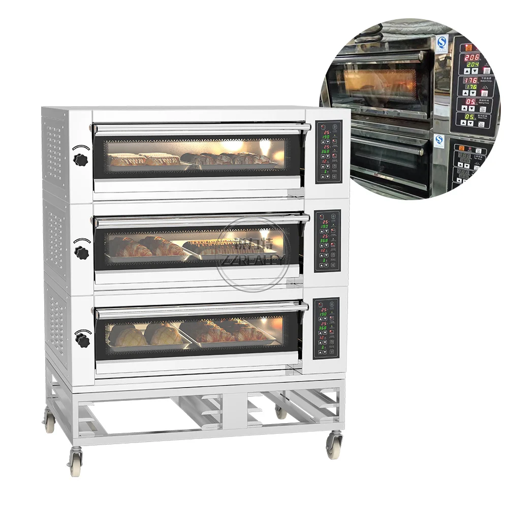 3 Deck 6Trays Industrial  Pizza Bakery  Donut Bakery Equipment  Restaurant Electric Baking Oven