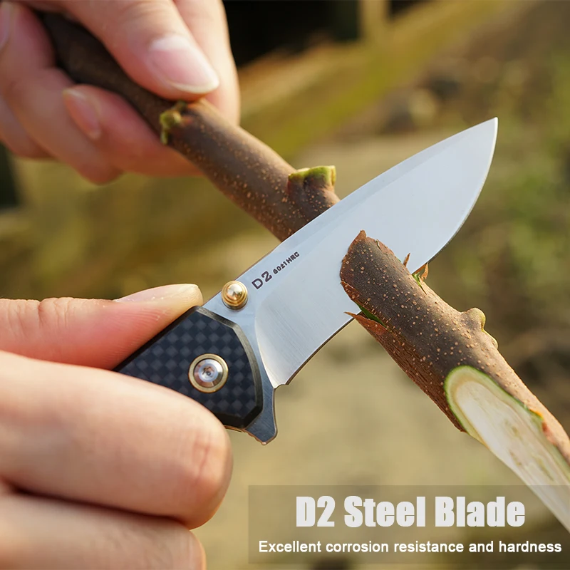 FORESAIL D2 Steel Sharp Folding Knife Outdoor Camping Hunting Cutting Survival Hiking Kitchen Fruits Pocket Clip EDC Tool Knife view 2