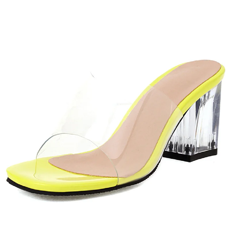 Fashion Clear Heels Women\'s Slippers PVC Transparent Summer Shoes For Women Casual Sandals Women Slides Party Shoes Big Size