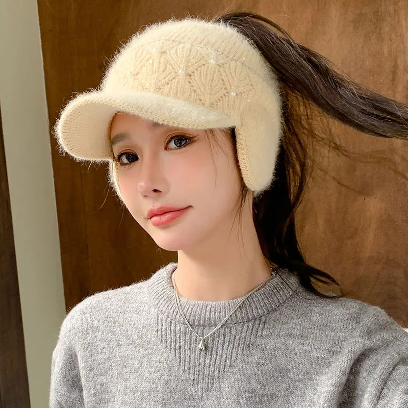 Women Hat Fashion Knitted Woolen Hat Women\'s Warm Sports Cap Winter Warm Baseball Hat Ear Protection Beanies for Women