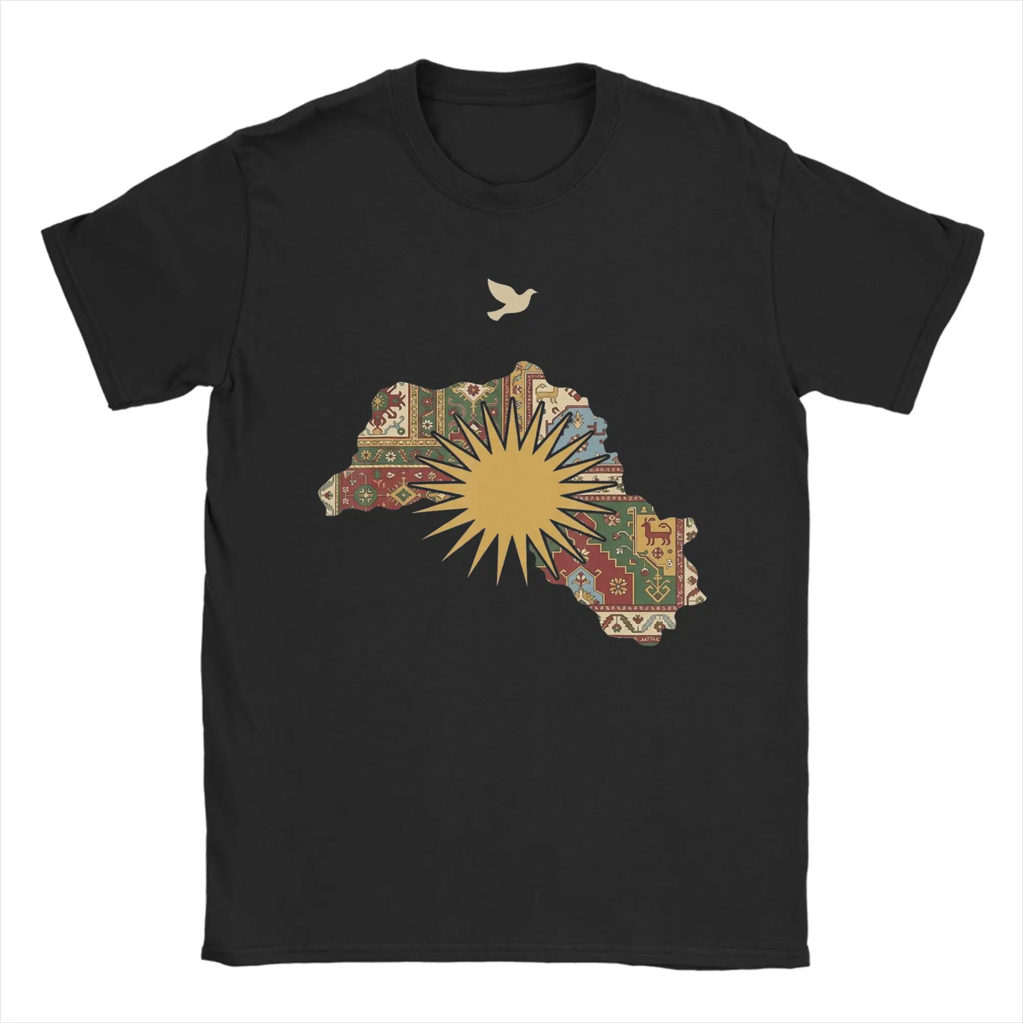 Kurdistan Map Flag Heritage Kurdish T Shirts Men Pure Cotton T-Shirt Round Neck Culture Ethnic Pride Tee Shirt Clothing 4XL 5XL