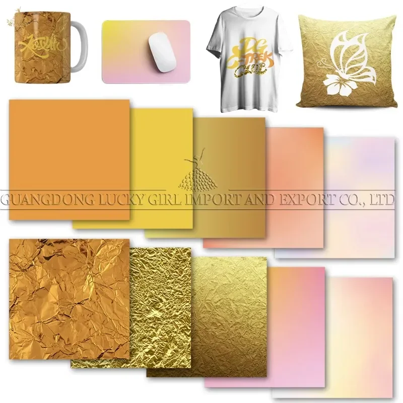 Lucky Goddess Metal Transfer Paper Sheets Gradient Sublimation Paper for Mug T-Shirt Fabric DIY Projects(10 Pcs/12x12