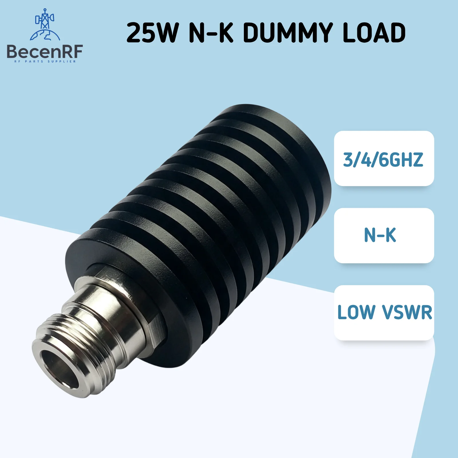 25W RF Termination Load N-K N Female Connector 50ohm Dummy Load DC to 3GHz 6GHz Lower VSWR for Telecom Experiment
